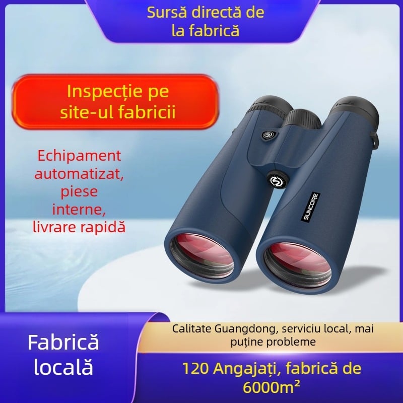 Binoclu SUNCORE Rhino 10x/12x, optică HD, observații în aer liber