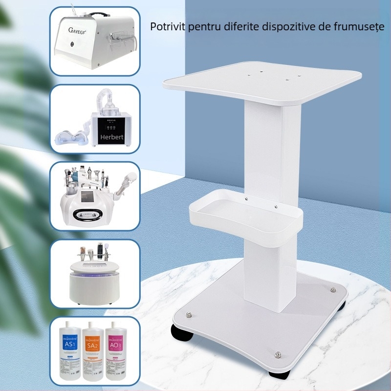 Carucior staționar pentru instrumente de înfrumusețare, destinat saloanelor comerciale, raft de depozitare pe bază, IPX0, fără baterie încorporată