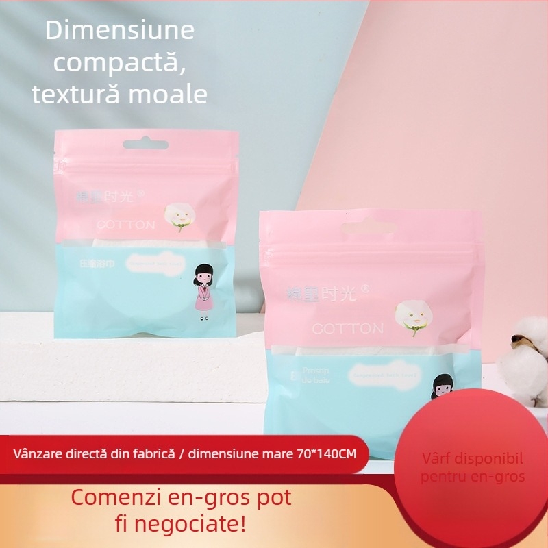 Prosop de baie de unică folosință pentru călătorii, compact și îngroșat, 100% bumbac, portabil pentru hotel și acasă