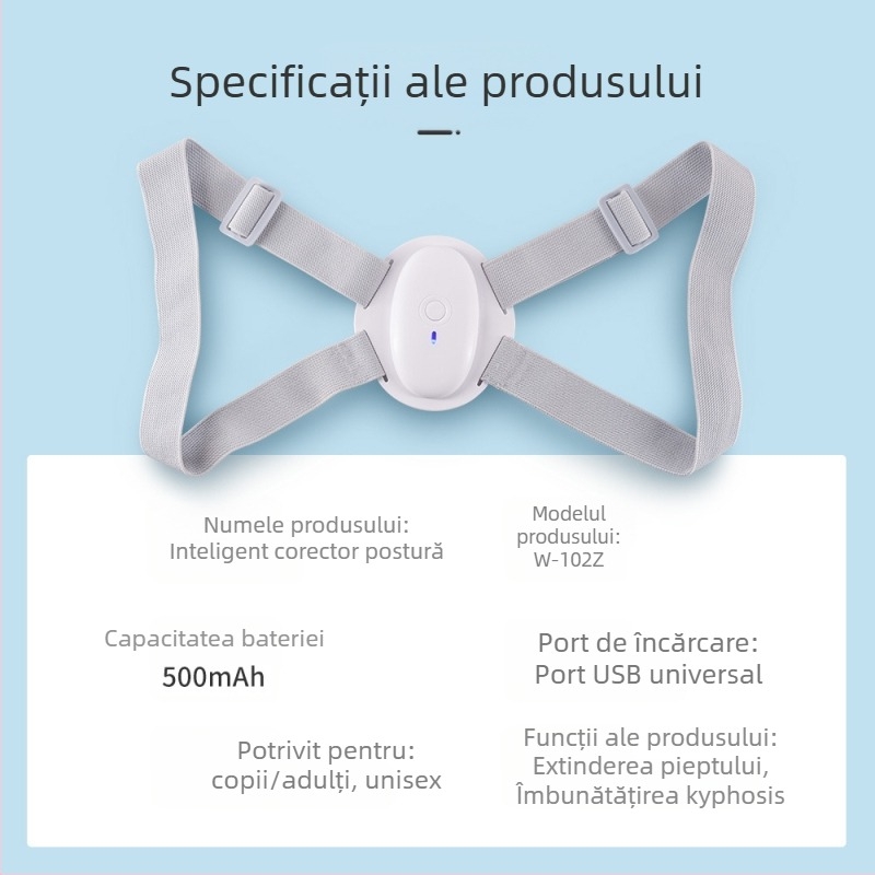 Wochuan W-102Z Corector de postură invizibil cu avertizare prin vibrații inteligente pentru adulți și elevi, CE/ROHS