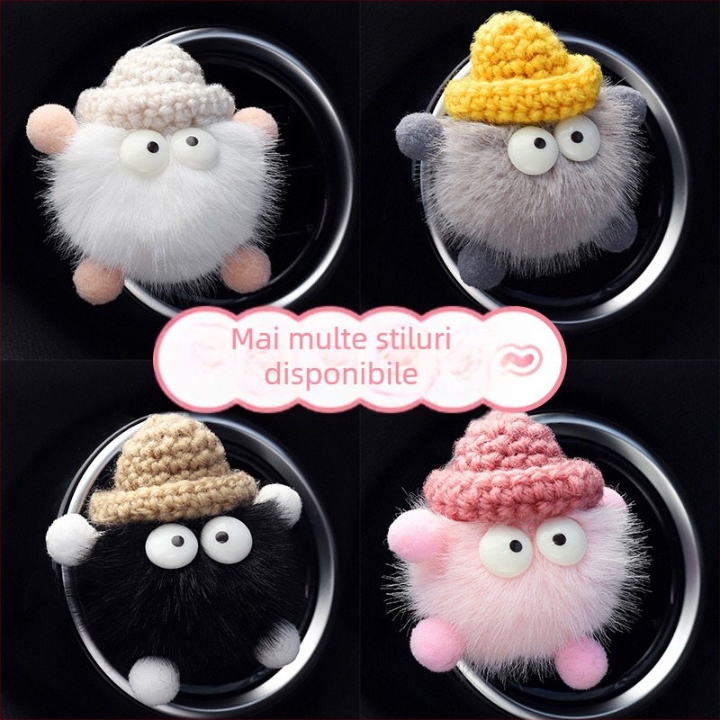 Ornament auto pentru aromaterapie la ventilația aerului – design drăguț de desen animat, material textil, decorare