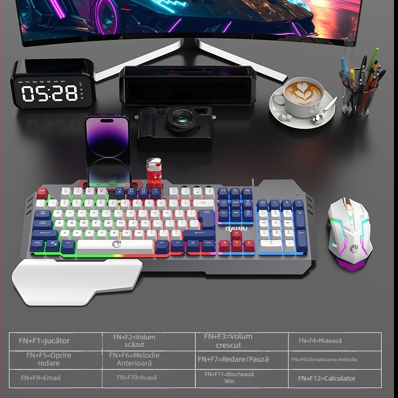RAIKU T16 Set metal pentru gaming - tastatură și mouse, USB cablat, 1000dpi