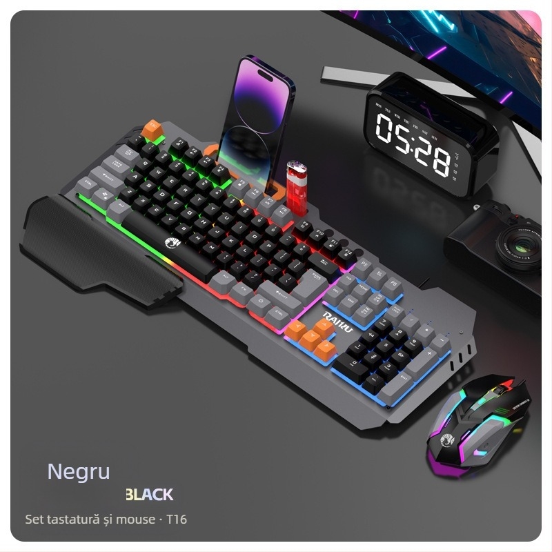 RAIKU T16 Set metal pentru gaming - tastatură și mouse, USB cablat, 1000dpi