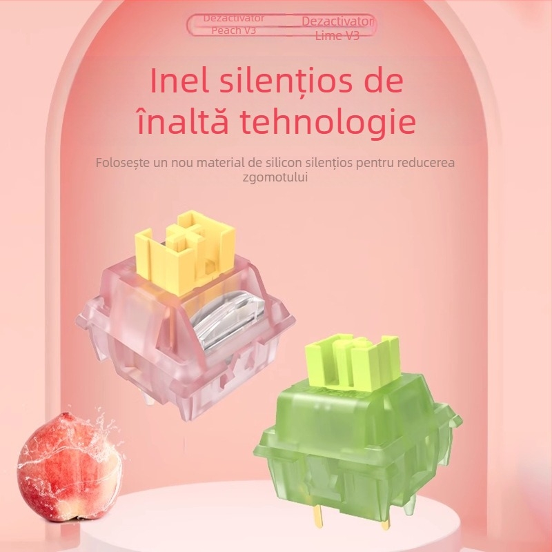 Switch-uri mecanice pentru tastatură Gott Peach v3 / Lime v3, silențioase, 5 pini, hot-swappable, personalizate, proces OEM