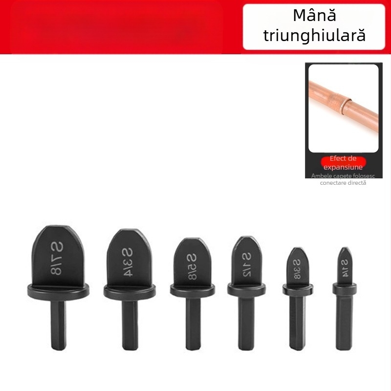 Set extensor țevi din cupru/aluminiu pentru burghiu – 6 piese, ax hexagonal, corp din oțel carbon