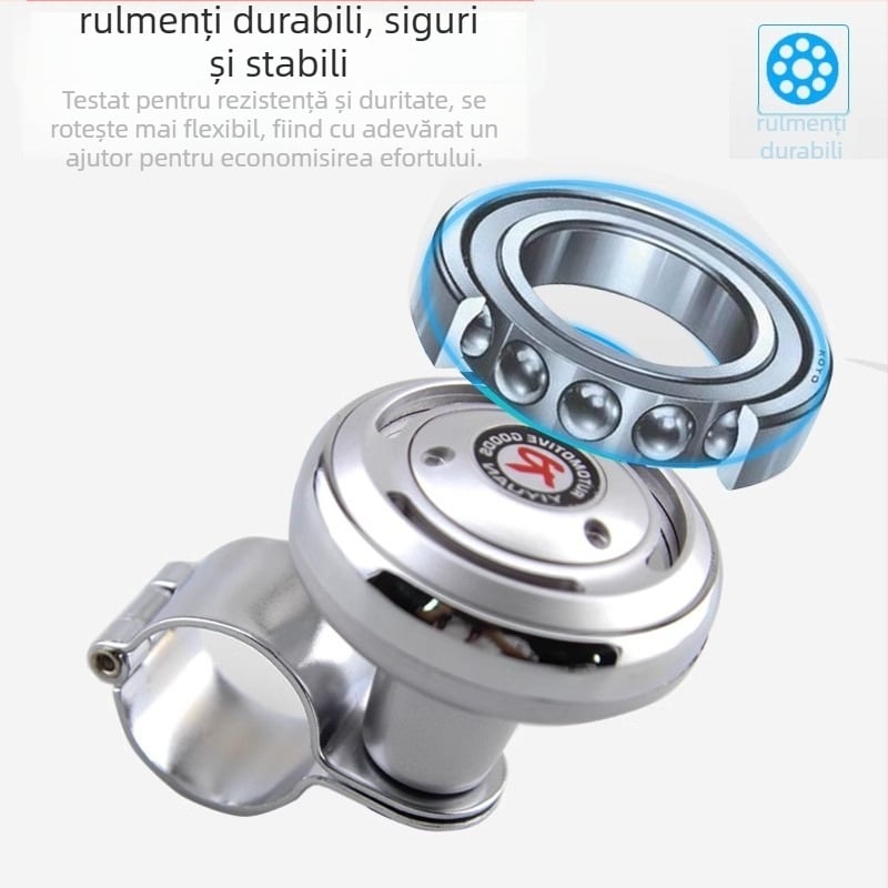 Îmbunătățitor de volan cu rulment – universal pentru autoturisme și camioane, asistent de direcție cu o singură mână, economie de efort