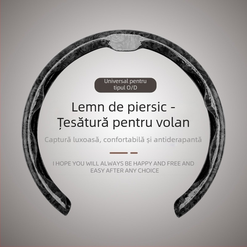 Husă volan, design lemn de piersic 5D, marca 8090, stil original, pentru toate sezoanele, fibră sintetică