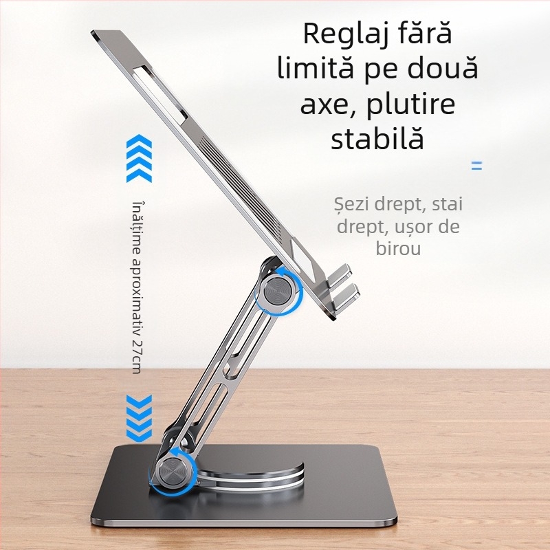 Suport pentru laptop și tabletă - rotativ, reglabil, pliabil, portabil, din aliaj de aluminiu