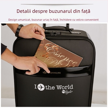 Bagaj bărbați în stil coreean, din PU material, închidere cu fermoar, impermeabil, blocare cu cod, roți universale