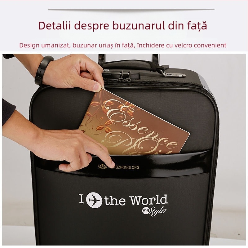 Bagaj bărbați în stil coreean, din PU material, închidere cu fermoar, impermeabil, blocare cu cod, roți universale