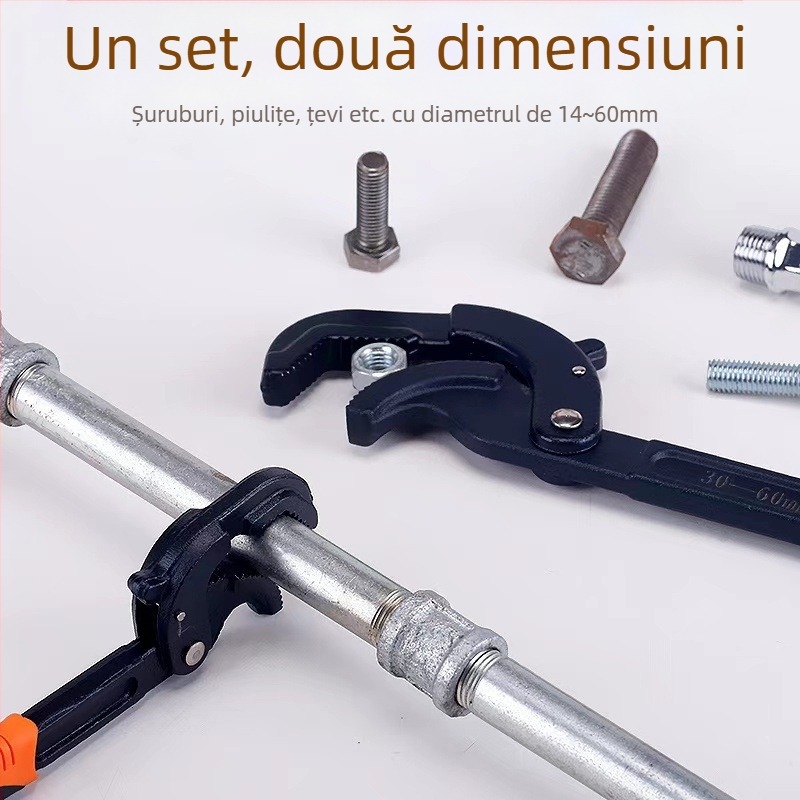 Cheie pentru țevi multifuncțională YCDIDM — oțel carbon înalt, 1300 g