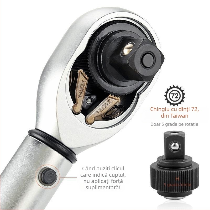 Cheie dinamometrică reglabilă cu mâner ușor, din oțel crom-vanadiu, precizie ±3%, pentru bujii auto și motociclete