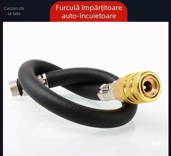 Cuplă pentru valve auto cu duză de aer cu blocare, furtun de umflare, manometru pentru presiunea pneurilor și țeavă extindere aer