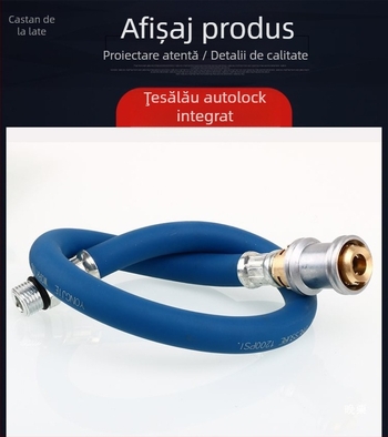 Cuplă pentru valve auto cu duză de aer cu blocare, furtun de umflare, manometru pentru presiunea pneurilor și țeavă extindere aer