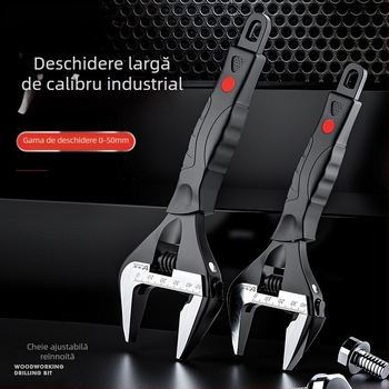 Cheie reglabilă universală, din oțel crom-vanadiu, pentru spații înguste, cu mâner scurt, pentru uz casnic și în baie