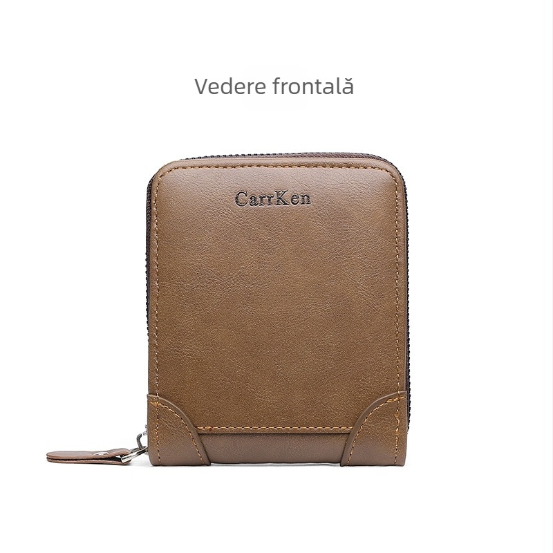 Portofel masculin compact din piele PU, stil urban simplu, CarrKen, Primăvara 2023