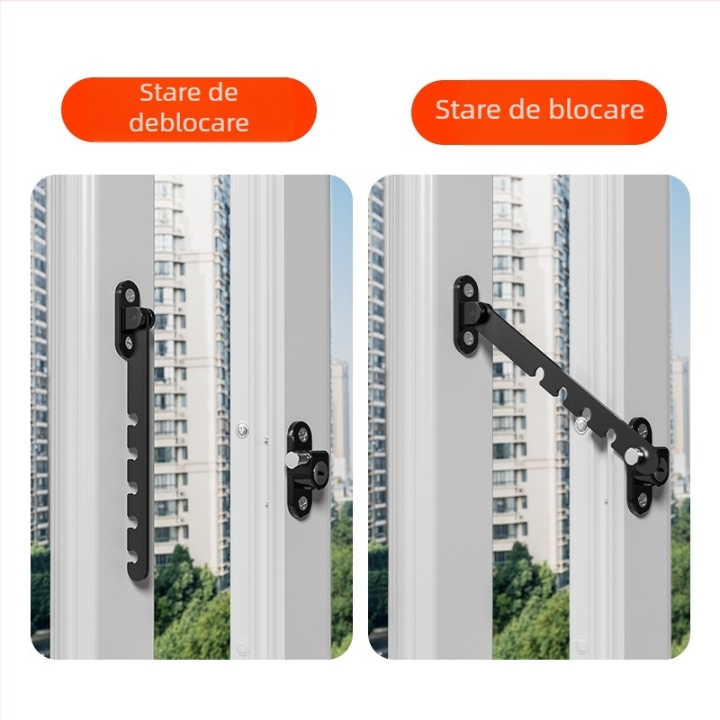 Jiasibei limitator pentru uși și ferestre din oțel carbon cu încuietoare de siguranță – FT903/FT904, suport anti-vânt