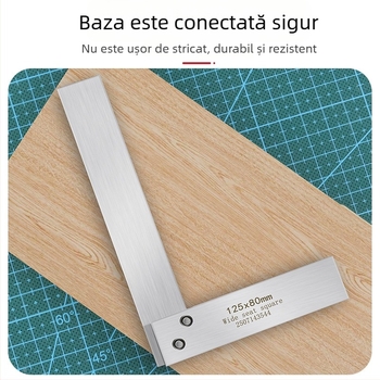 Riglă din oțel carbon, precizie înaltă, unghi de 90°, în formă de L pentru prelucrarea lemnului