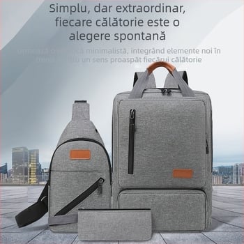 Set de trei rucsaci de călătorie cu buzunar pentru laptop, rucsac casual de afaceri pentru bărbați și femei, material Oxford, capacitate 20–35L, bretele de umăr duble