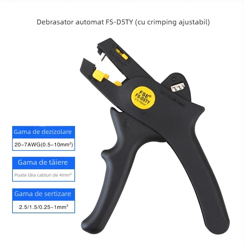D5 Clește ușor pentru dezizolarea cablurilor, automat, izolat, gură ascuțită, greutate 0.2, Origine: China