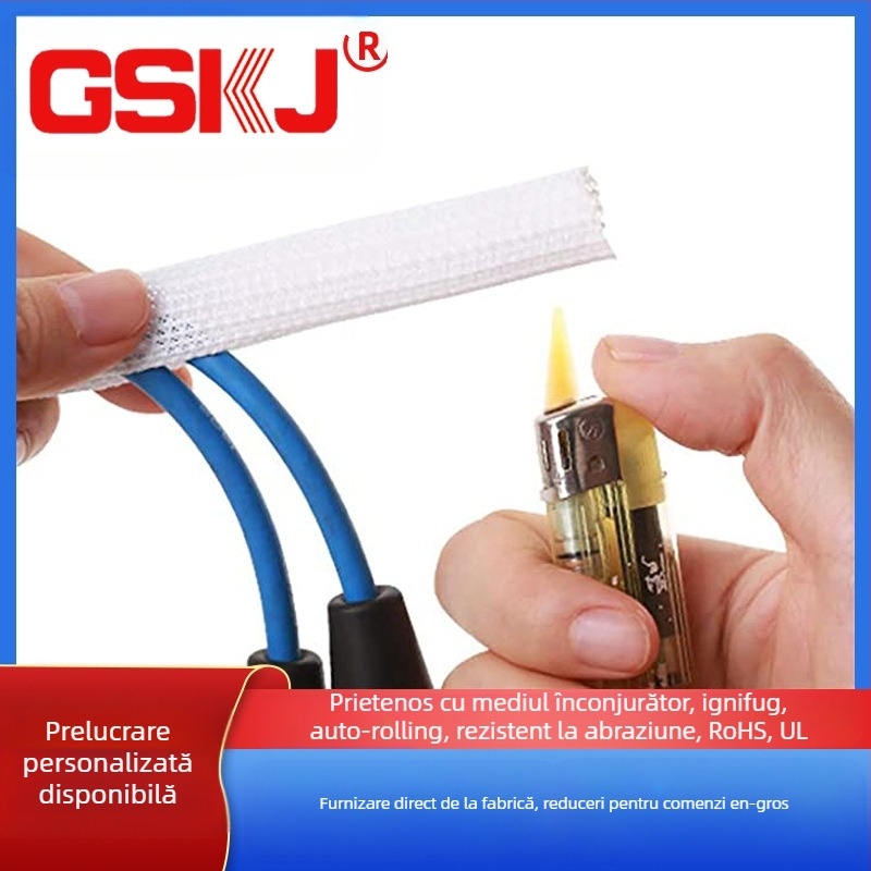 Manșon protector pentru cabluri – design cu deschidere rulant; UL94-V2, -50°C până la 150°C, RoHS/REACH, Punct de topire 240°C ±10°C, Tip cablu: Management de rețea