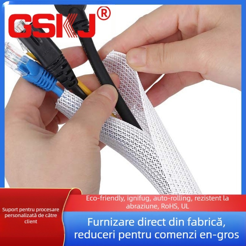 Manșon protector pentru cabluri – design cu deschidere rulant; UL94-V2, -50°C până la 150°C, RoHS/REACH, Punct de topire 240°C ±10°C, Tip cablu: Management de rețea