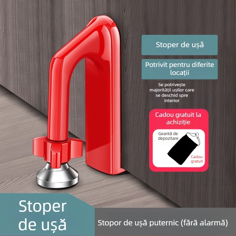 Blocator de ușă MD-BJ01H, control manual, montaj pe podea, aliaj de aluminiu, alarmă anti-furt și anti-coliziune