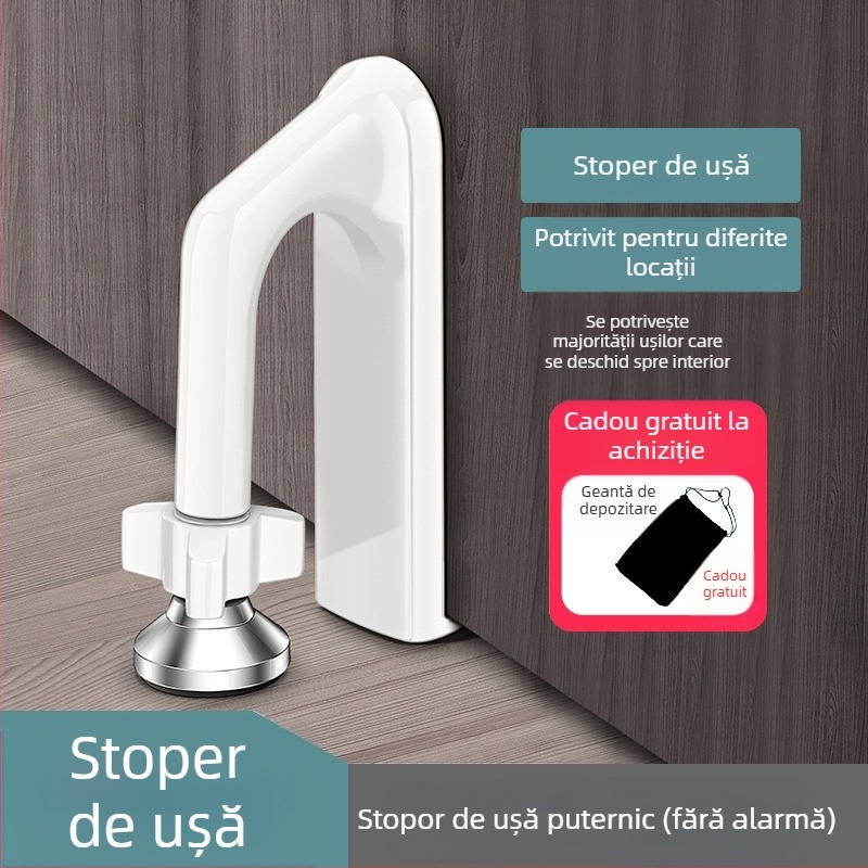 Blocator de ușă MD-BJ01H, control manual, montaj pe podea, aliaj de aluminiu, alarmă anti-furt și anti-coliziune
