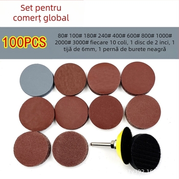 Set discuri șmirghel cu suport velur, autoadeziv, aluminiu oxid, pentru șlefuire și lustruire, lemn/metal/industrial