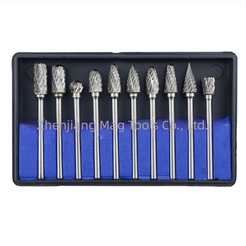 Set de 10 fișiere rotative cu caneluri simple și duble, freză din aliaj dur, unealtă CNC pentru frezare, potrivită pentru oțel și aluminiu