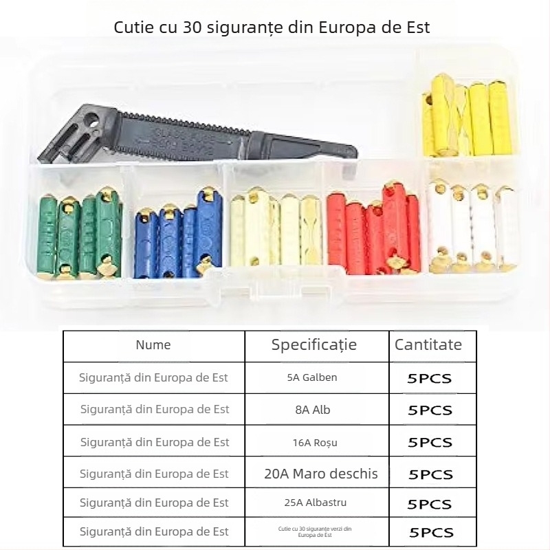 Siguranțe tubulare auto, kit de 200 bucăți, 5A-40A, Xinrong Technology, pentru electronice auto