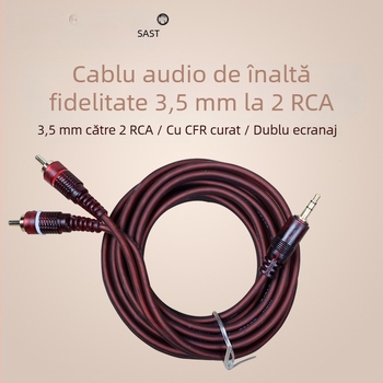 Cablu audio 3,5 mm către RCA dublu mufe, pentru difuzoare PC