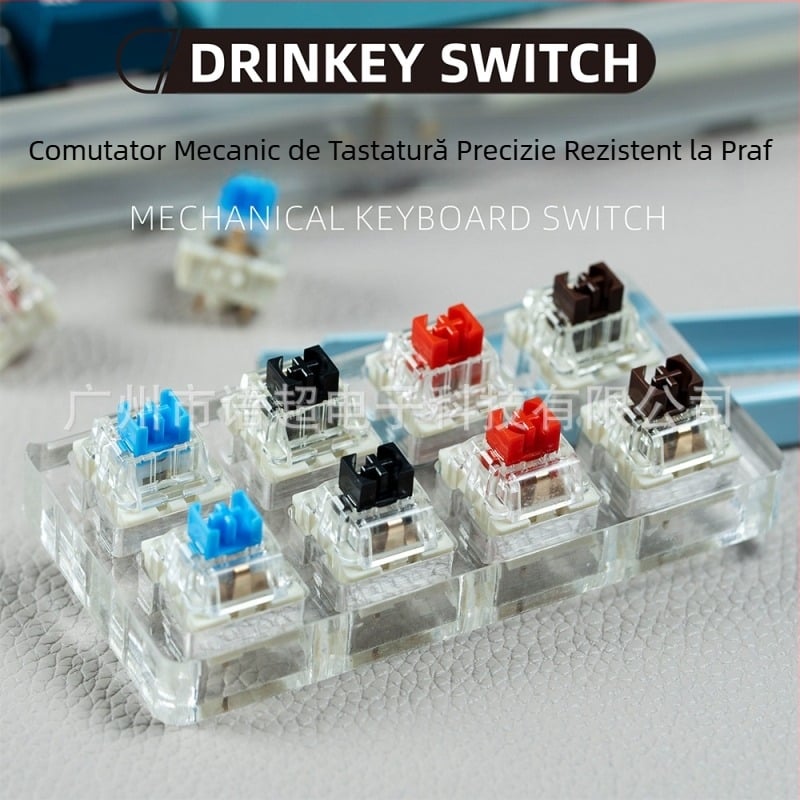 Comutator mecanic pentru tastatură, linier, hot-swappable, iluminare RGB, compatibil până la 87 taste