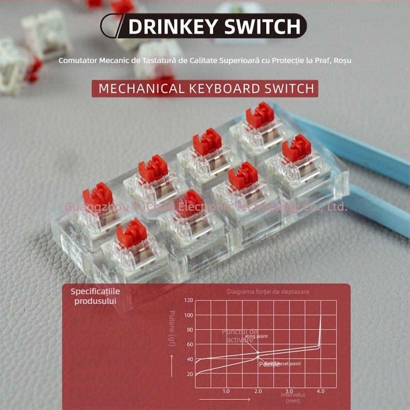 Comutator mecanic pentru tastatură, linier, hot-swappable, iluminare RGB, compatibil până la 87 taste