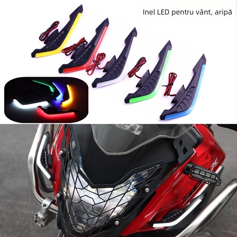 Aripă aer decorativă cu LED – iluminare 12V, aripi fixe, universal pentru motociclete și vehicule electrice – mosjpgz