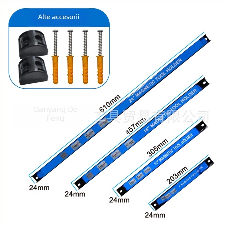 Bandă magnetică de depozitare cu cârlige pentru ustensile de bucătărie, construcție din fier