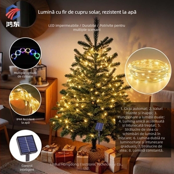 Lumini LED cu sârmă de cupru alimentate cu energie solară pentru exterior, decorațiuni de Crăciun, model Solar Copper Wire Lamp, IP44, tensiune ≤36V, suport pentru personalizare