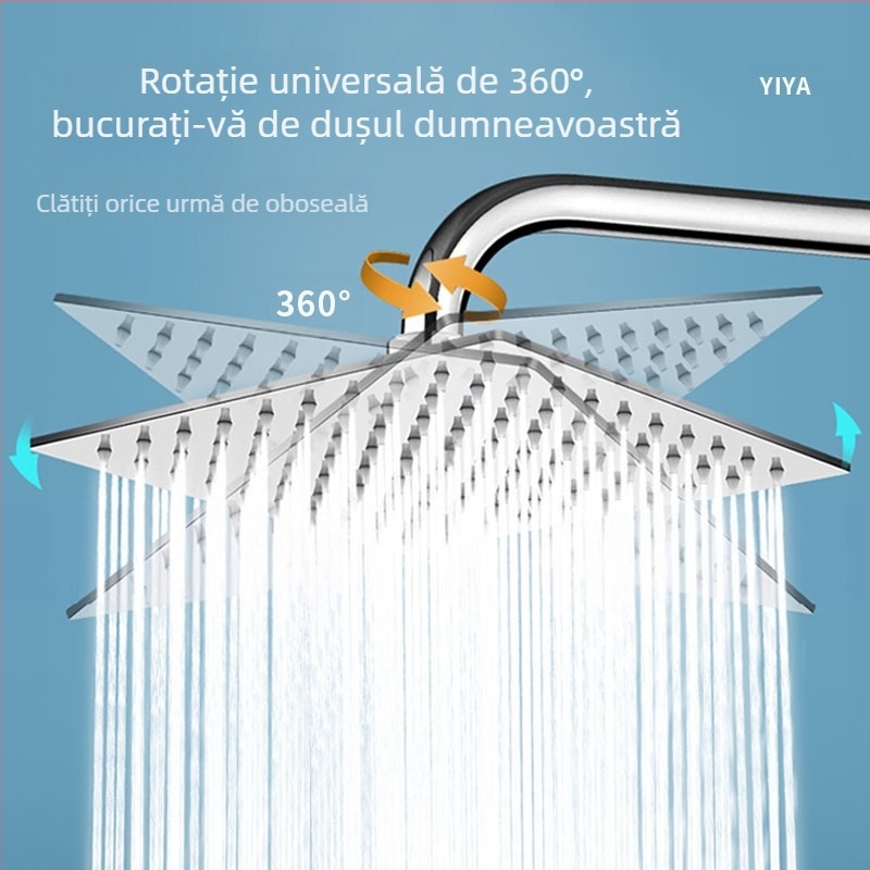 Yanya cap de duș din oțel inoxidabil, funcție ploaie, model cu pulverizare superioară, temperatură de lucru 1–90°C