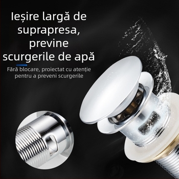 Drenaj chiuvetă cu mecanism pop-up – oțel inoxidabil, model DR-7886, Angma