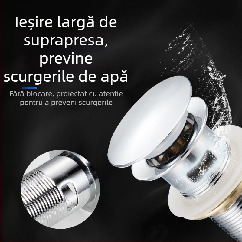 Drenaj chiuvetă cu mecanism pop-up – oțel inoxidabil, model DR-7886, Angma