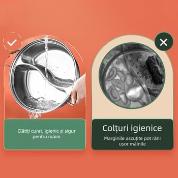 Yuanyang oală pentru plită cu inducție, oțel inoxidabil 304, fund multistrat, capac de sticlă, capacitate 6,1–10 L