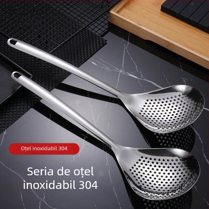 Lingură de strecurare din oțel inoxidabil 304 pentru oale fierbinți, antiderapant, stil modern minimalist, potrivită pentru găluște și tăiței