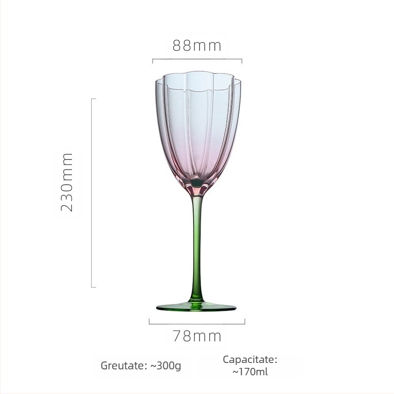 Pahar de vin cu formă de floare (cristal; stil Nordic; personalizabil; logo imprimat)