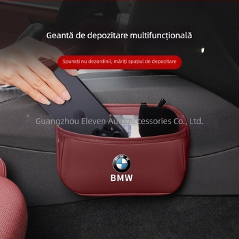 Geantă de depozitare pentru spatele scaunului auto – piele naturală, marca XI, tip suspendat, imprimare logo disponibilă.