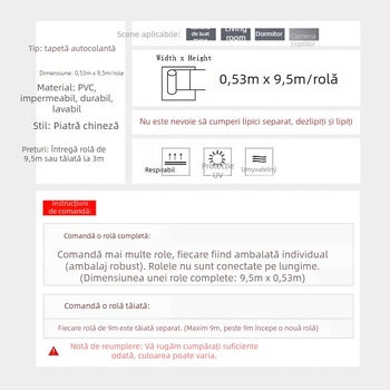 Tapet autoadeziv cu model de cărămidă, efect 3D, PVC, fără formaldehidă
