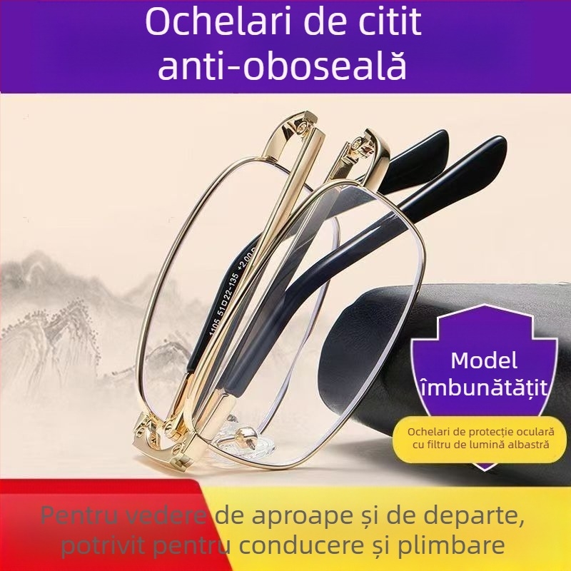 Ochelari de lectura cu protecție împotriva luminii albastre, lentile multifocale, protecție UV, pentru vedere la distanță și aproape, antioboseală