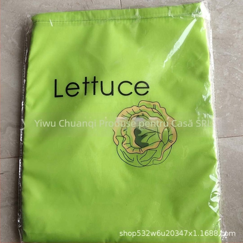 Sac de depozitare pentru fructe și legume cu șnur și imprimare serigrafică