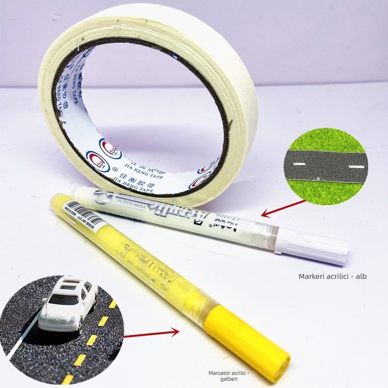 Model arhitectural: stickere pentru drumuri asfaltate pentru dioramă mică, scenă DIY în nisip. Material: plastic; Marcă: Micro view empire wjdg-model; Vârstă recomandată: 15–35; Categorie: Model arhitectural.