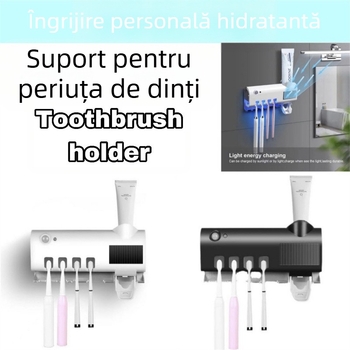 Suport pentru periuțe de dinți cu sterilizare UV, montat pe perete, ABS, logo personalizabil