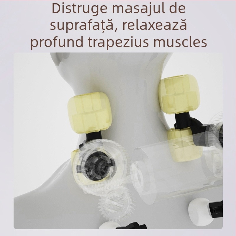 RN01 Masajer pentru trapez, umeri și gât – 6 capete, reîncărcabil, fizioterapie infraroșu, treapta 3, temporizator